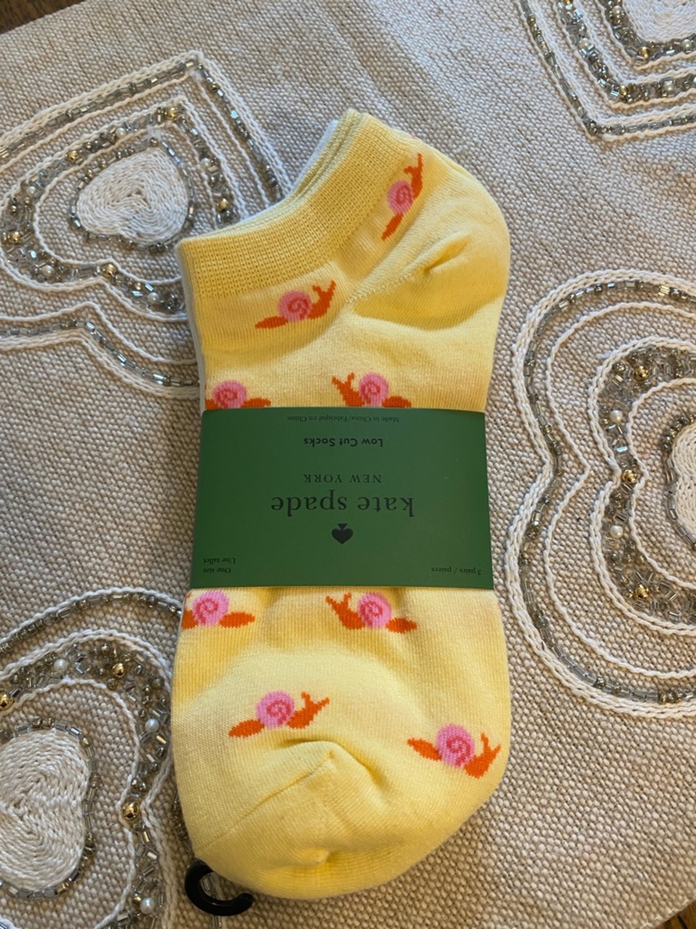 kate spade Yellow Snail Ankle Socks & gray and white ankle socks 3 pk